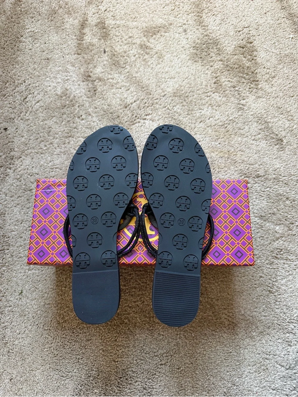 Tory Burch Black Beaded Miller Thong Sandals